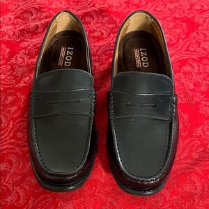 IZOD Edmund Penny Loafers Men’s 11.5M Black Slip On Dress Shoes Comfort